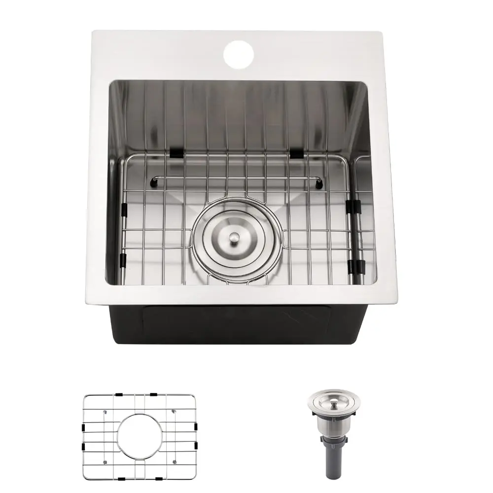 

22 Inch Undermount Stainless Steel Kitchen Sink 18 Gauge Single Bowl Utility Laundry Sink With Basket Strainer