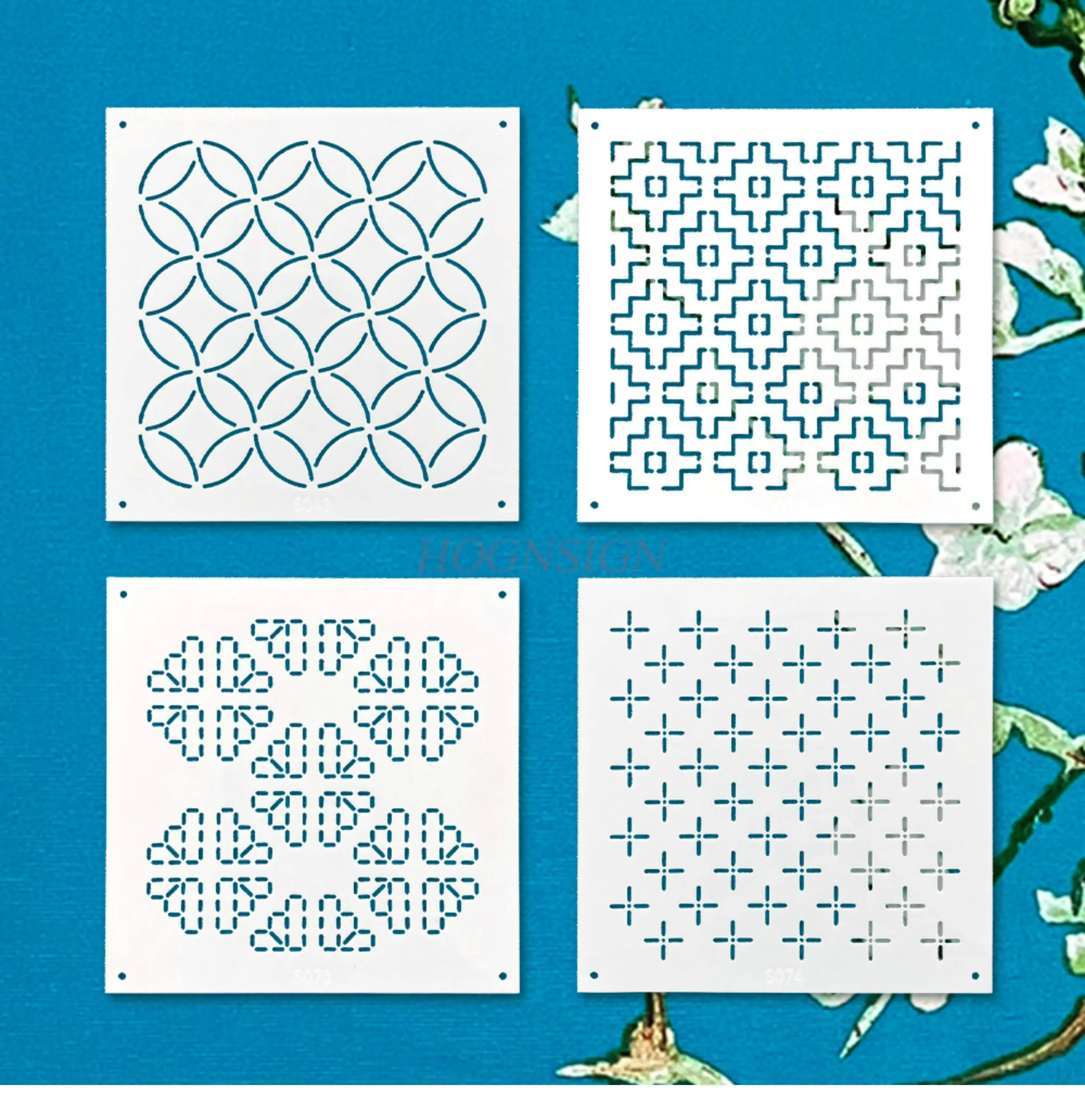 1 قطعة قالب التطريز غرزة الصليب زهرة البرسيمون نمط الإبداعية هندسية الرسم قالب لينة قابلة لإعادة الاستخدام #1