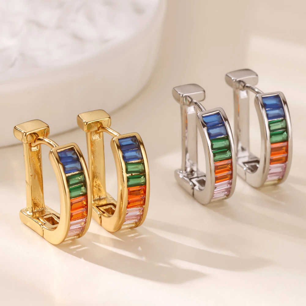 

Stainless Steel Earrings for Women Luxury Gold Color Piercing Hopp Earrings Trend 2025 New in Cubic Zirconia Ear Jewelry aretes