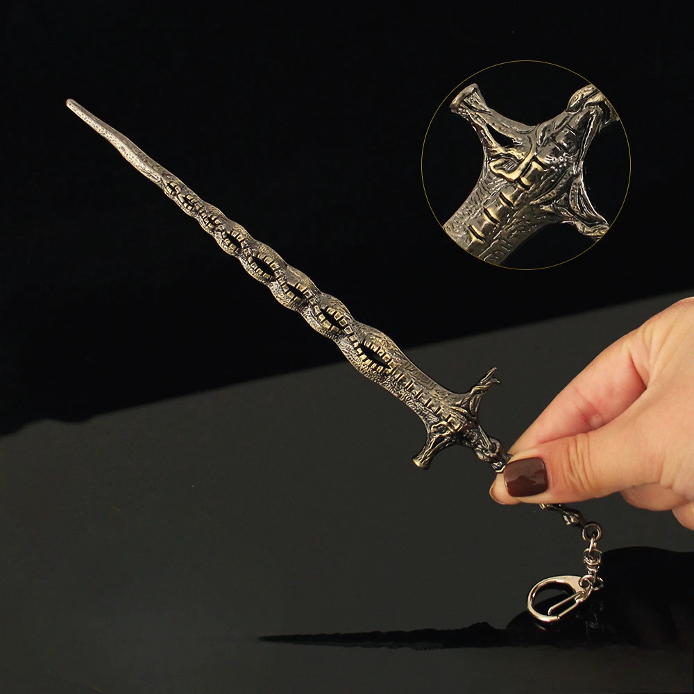 Espada de reliquia sagrada de 22cm/8,66 pulgadas, modelo de carft de Metal, anillos de juego, arma, samurái japonés, Katana, escritorio, adornos coleccionables, juguetes para niños