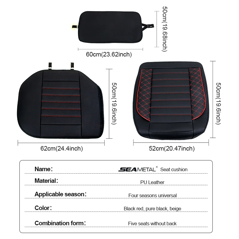 SEAMETAL Full-Surrounded Car Seat Cover Premium PU Leather Auto Seat Protector Cushion Antii Scratch Chair Protection Pad Mat