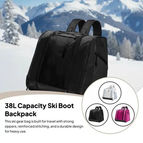 38L 용량의 대형 스키 부츠 백팩, 통풍구가 있는 전문가용 방수 스노우 스포츠 더플백, 스노보드용