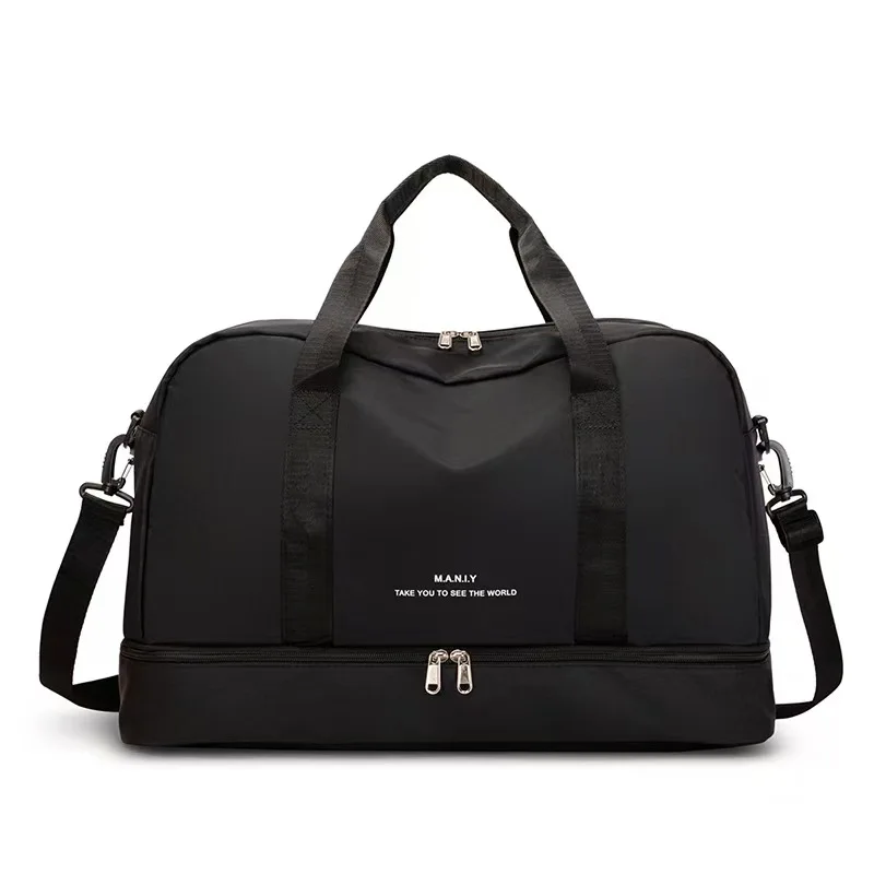 Large Waterproof Oxford Travel Bag, Wet Dry Separation, Shoe Compartment, Luggage Sleeve, Travel Sports Duffel Bag