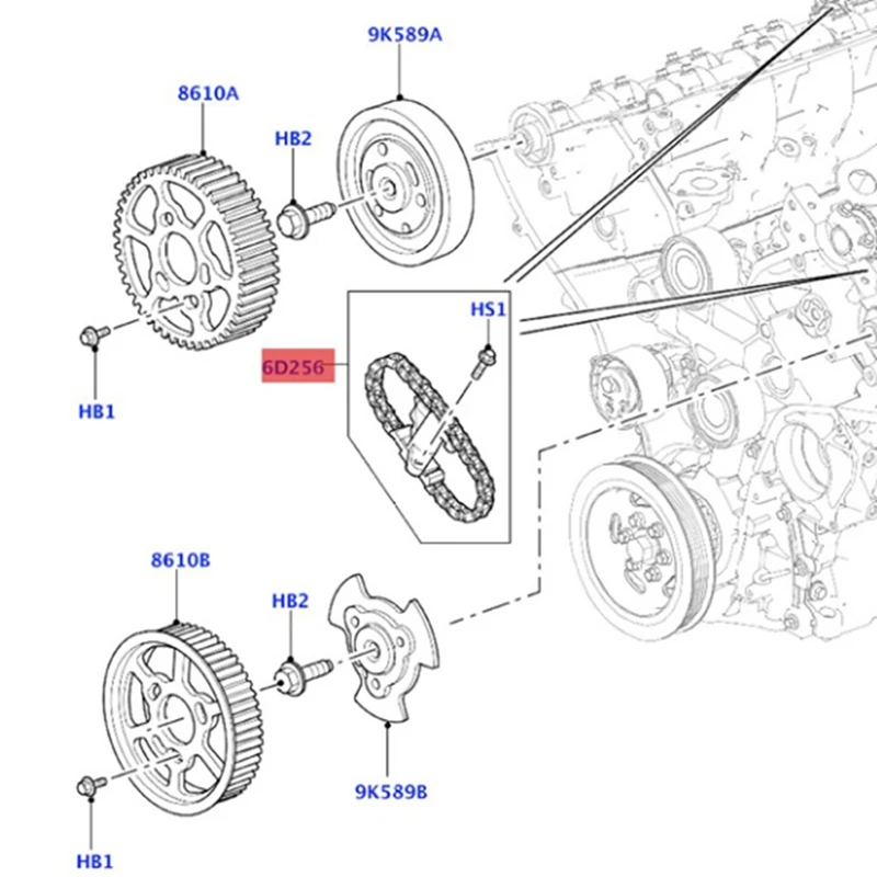 Super Sale 1set Tensioner Chain Assembly 1316113 Suitable for Land Rover Jaguar