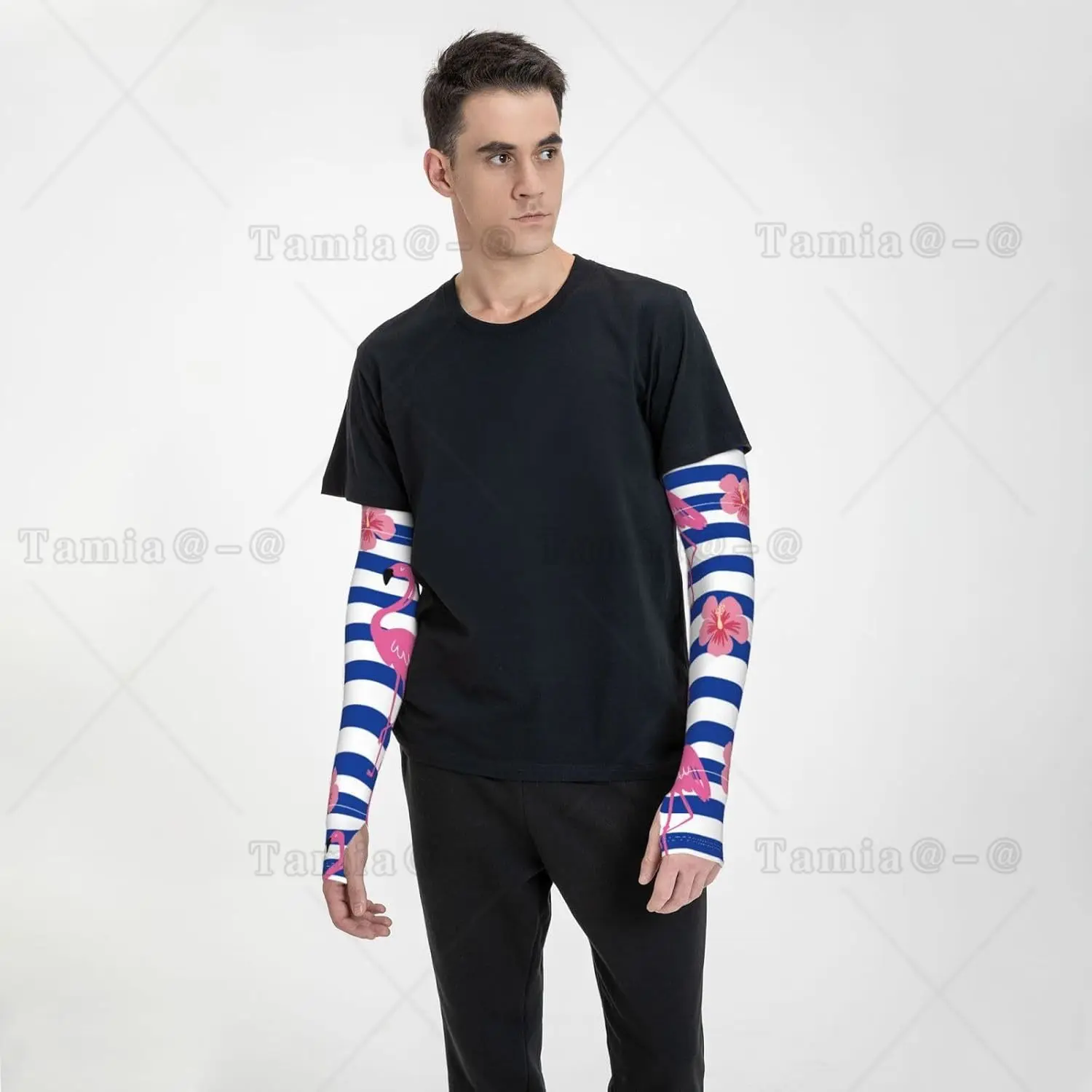 Pink Flamingo พิมพ์แขนแขน Cooling UV Sun Protection กีฬาการบีบอัดสําหรับผู้ชายผู้หญิงกอล์ฟบาสเกตบอลแขนแขน