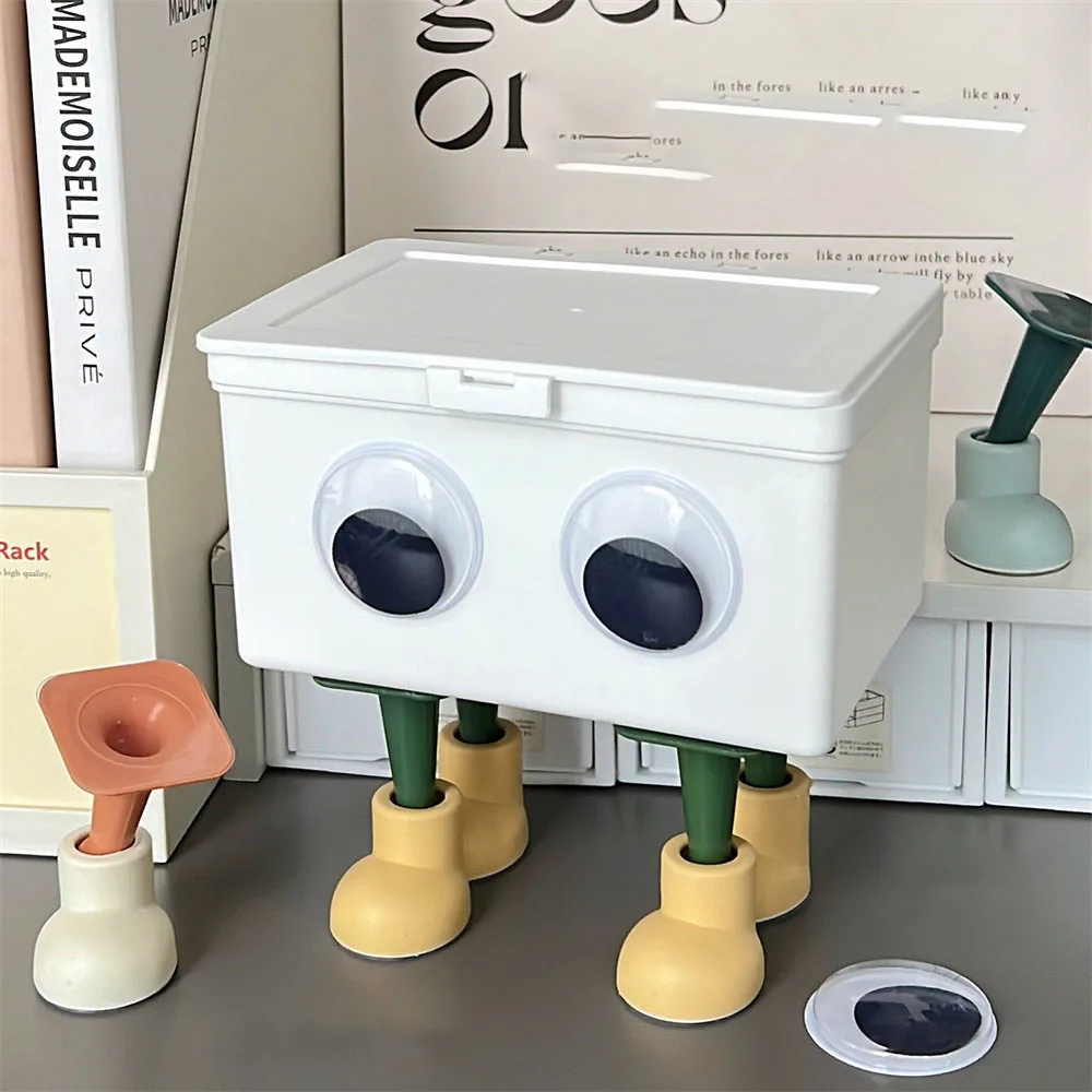 

Creative Desktop Storage Box Feet Cartoon Student Dormitory Desk Holder Decorative Eyes Orangizer Case Accessories Cute Parts