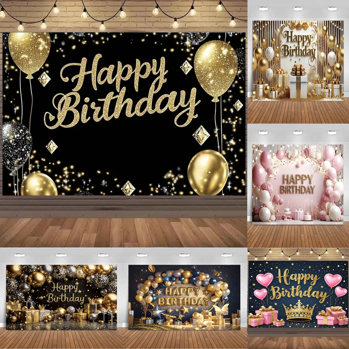 

Black Gold Birthday Party Decoration Background Black Gold Balloons Backdrop Photography Photo Shoot Props Supplies Kids Gift