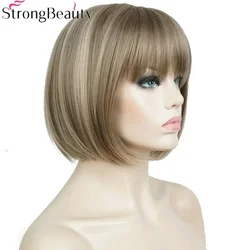 StrongBeauty Short Bob Wigs Synthetic Straight Cosplay Women Wig 10 inches
