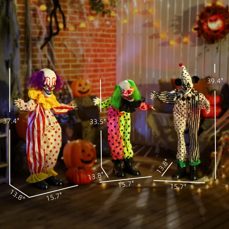 Clown Clown taille Décorations effrayantes Eerie Cheveux Clown Halloween Taille réelle Halloween Clown animé avec yeux lumineux rouges, S
