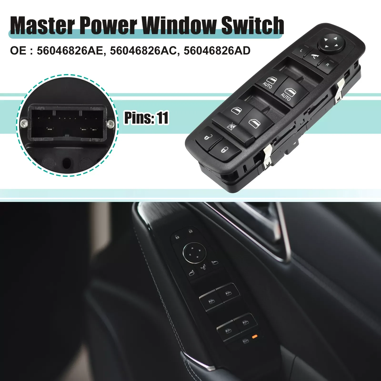 High quality Power Window Switch Front Left Driver Side for Chrysler 300 2012-2018 56046826AE 56046826AC FREE SHIPPING!!!