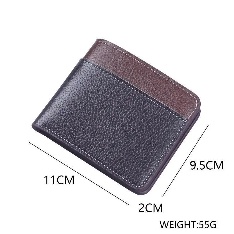 Minimalistisches Herren-Portemonnaie aus PU-Leder, Schwarz, Kaffee, große Kapazität, mehrere Fächer, zweifach faltbar, Ausweishalter, für Männer und Frauen. – Detail 19