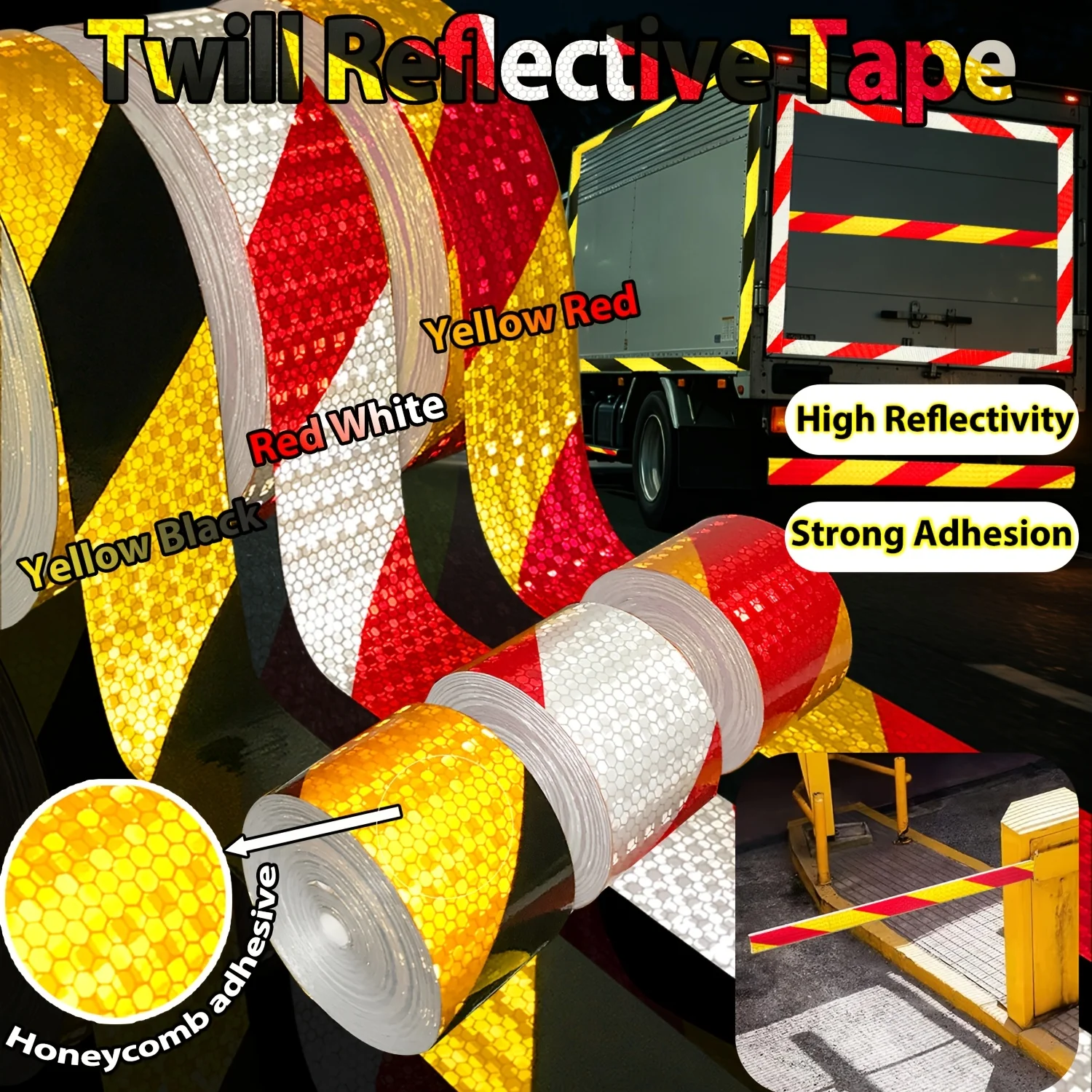 Diagonal Reflective Tape Durable Self-Adhesive Waterproof Safety Stickers Danger Warning Area Road Construction Vehicle Stickers
