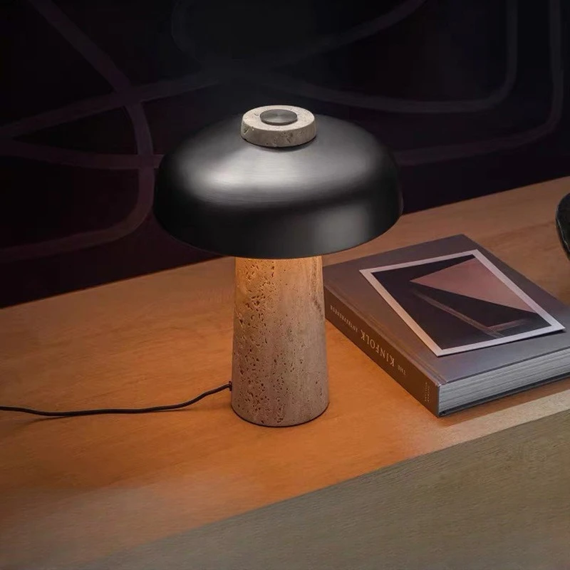 

Yellow travertine mushroom desk lamp hotel living room study bedroom bedside simple creative decoration table