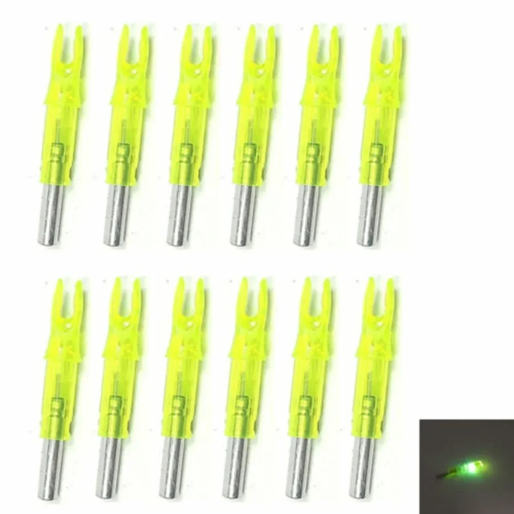 12Pcs Automatic LED Archery Arrows Lighted Nocks 6.2mm Arrow Nock Tail For Hunting In The Dusk Night Bow & Arrow