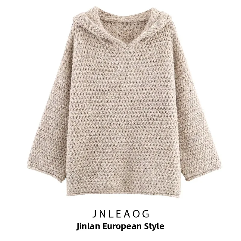 

JNLEAOG Faionable Thiened Sweater Autumn New Sle Women's Street Sle round Ne Polyester Fiber Versatile High-End Design