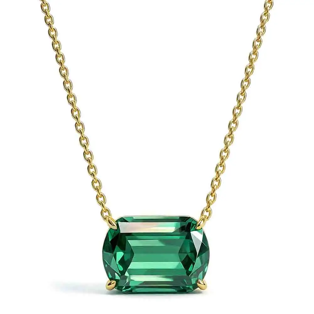 Yaranyan Vintage 100% 925 Sterling Silver 10 * 14 MM Lab Sapphire High Carbon Diamonds Gemstone Pendant Necklace Fine Jewelry
