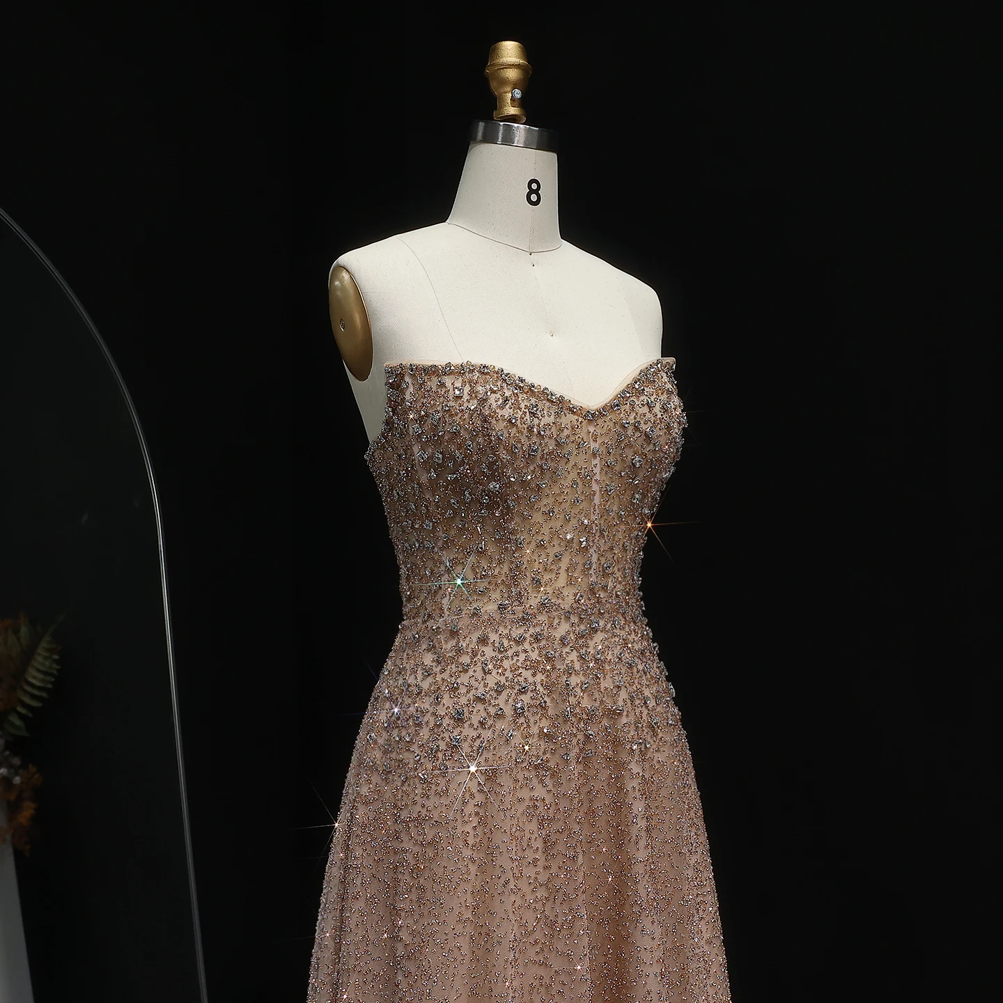 Sharon Said Bling Blaues Kristall-Luxus-Abendkleid in Übergröße für Hochzeitsfeier, Formelle Kleider SS699 Maßanfertigung – Detail 12
