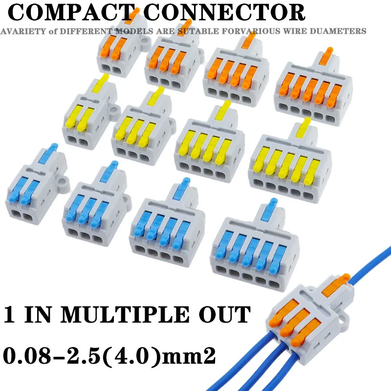 

5/10PCS Mini 1 In Multiple Out Quick Cable Connector With Screw Hole Compact Butt Push-in Splitter Splice Terminal Block