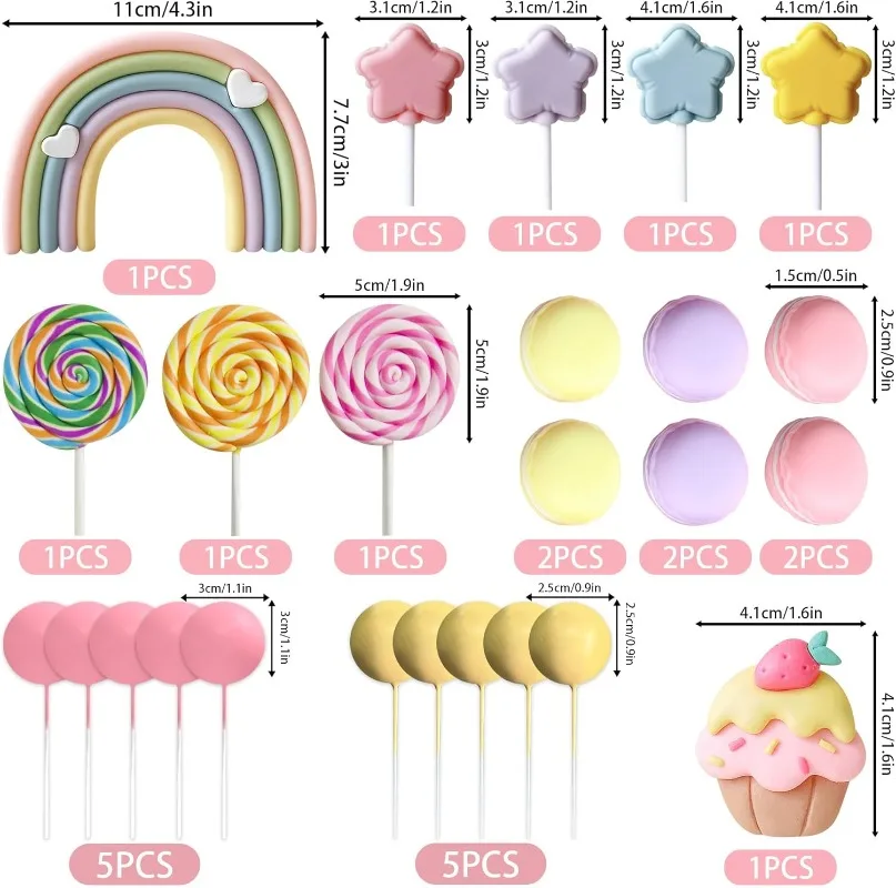 25pcs Candyland Cake Toppers Girls Birthday Party Decoration Lollipop Cake Cupcake Sweet One Cake Topper - view 2