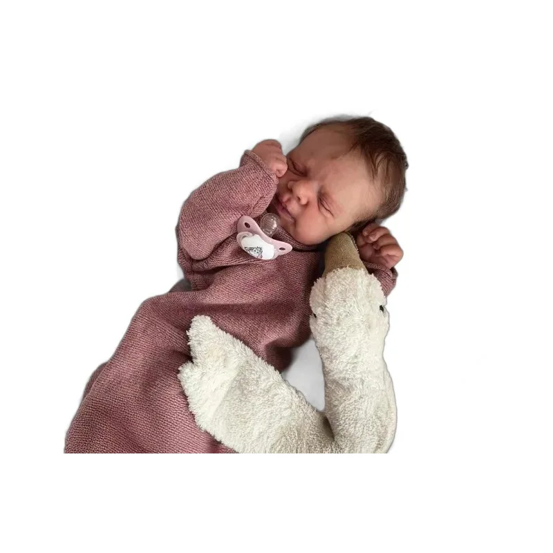 Silicone Reborn Baby Doll Brinquedos, Dormir Corpo Macio, Corpo Vinil, Flexível, Tom de Pele 3D, Veias Visíveis, Cabelo Enraizado à Mão, Menino, Menina