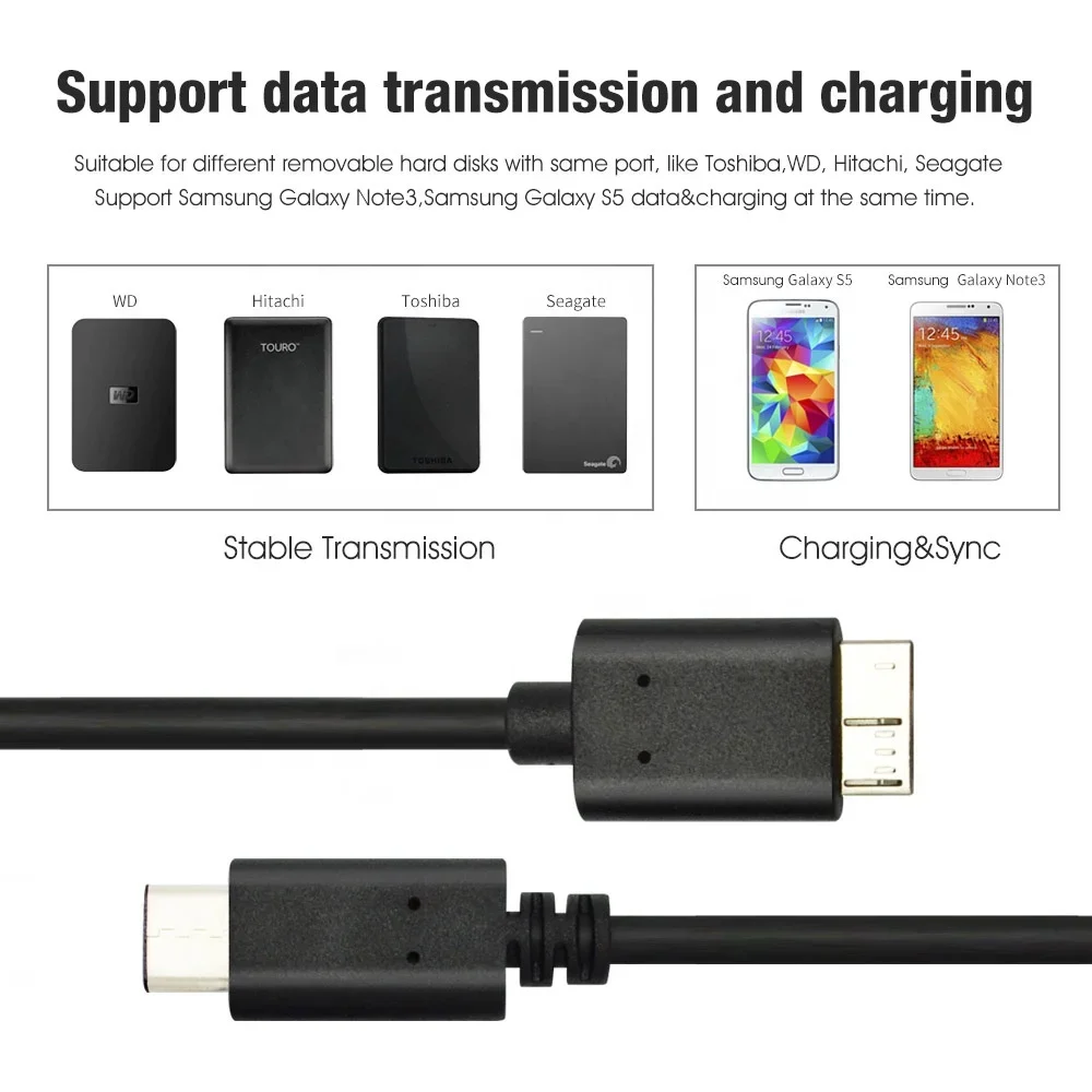 USB 3.0 데이터 케이블 유형-c-마이크로 어댑터 케이블 컴퓨터 휴대폰 USB 연결 모바일 하드 디스크 케이블 5Gbps