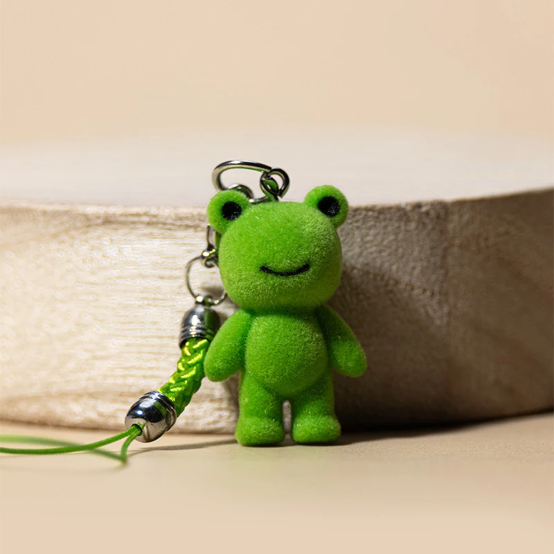 Lanière de téléphone grenouille de bande dessinée mignonne, porte-clés de téléphone de flocage, joli animal, pendentif de clé, ornement de sac à dos, cadeaux de couple, 1pc