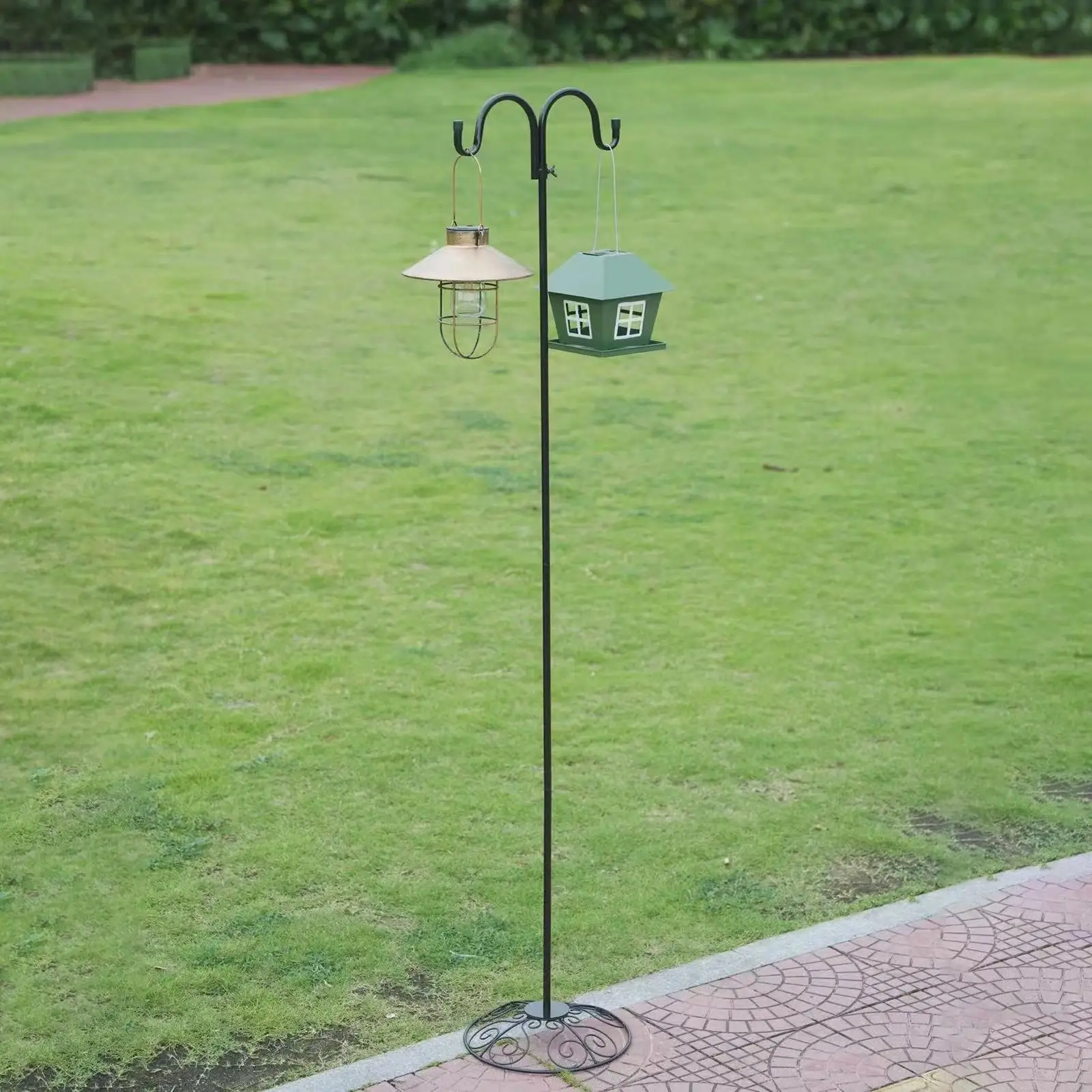 

Shepherds Hook Stand Heavy Duty Patio Backyard Deck with 2 Hooks Floor Stand