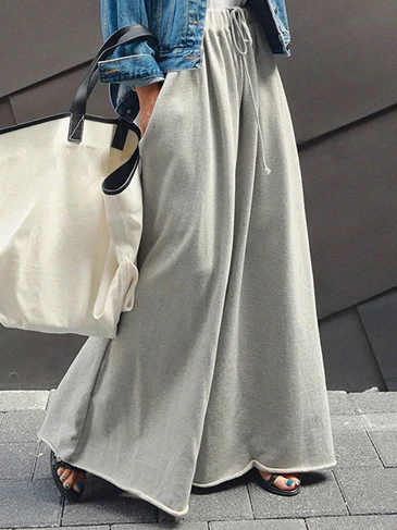 Solid Color wide leg pants, casual pants