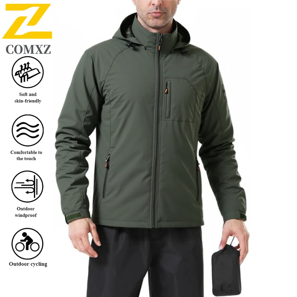 

EiAO Mens Waterproof Windproof Work Jacket Classic Outdoor Sport Coat Hiking Camping Trekking Detachable Hood​ heated jacket