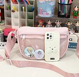 Small Itabag Girls School Student Crossbody Bags Women With Badges Display Plate Ita Bag Purses and Phone Bag Nylon Shoulder Bag