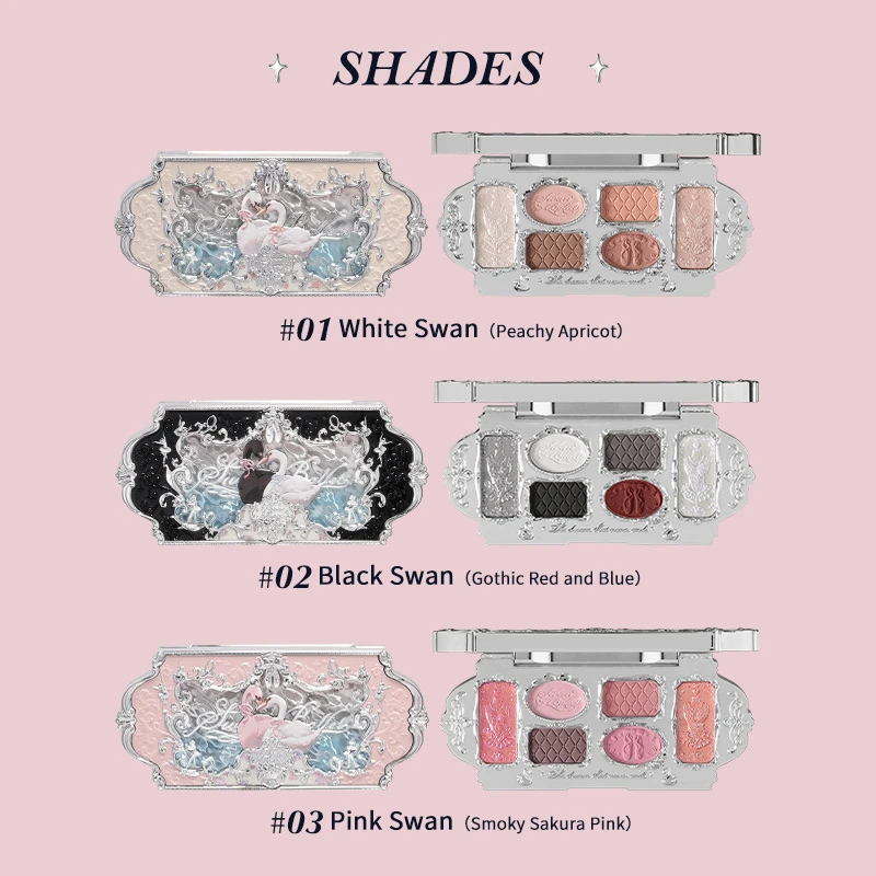 Flower Knows Swan Ballet Series Six Color Eyeshadow Palette Matte Fine Shimmer Pearl Complexion Palette Exquisite Relief Makeup