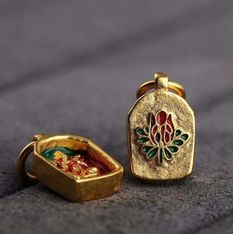 100% 925 Silver Gold Plated Tibetan  Jambhala Mahavairocana Buddha Amulet Green Tara Ganesh Ksitigarbha Buddha Charmsa