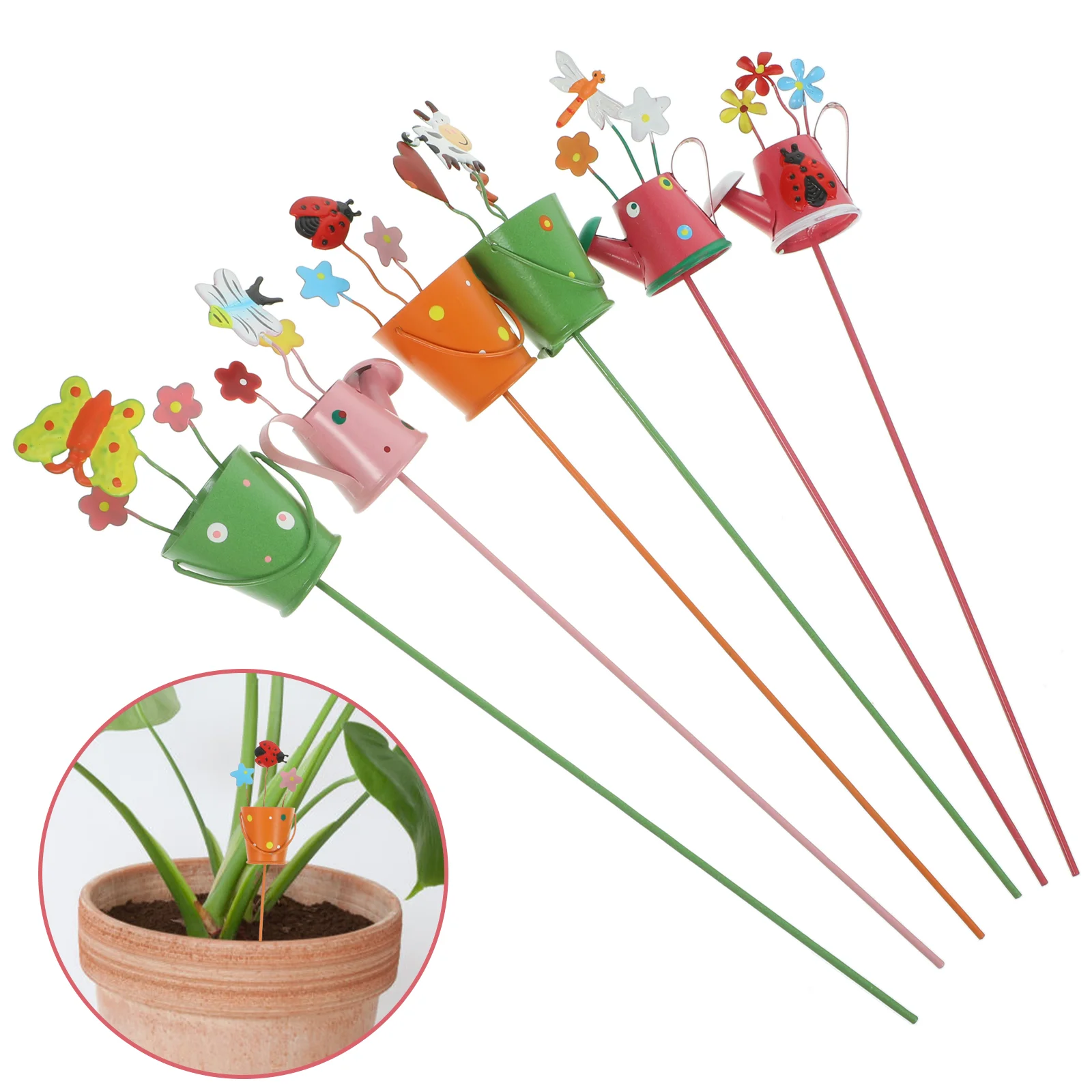 

6 Pcs Metal Flower Arrangement Decorative Plant Stakes House Plants Spring Outdoor Decorations Plug-in Yard outside for