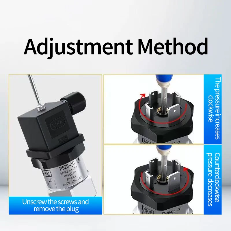 0.2-2.5bar Mechanical Pressure Switch 0-10bar 40-400bar NO+NC Water Pump Air Oil Pressure Control 20-200bar G1/4 Hydraulic 10bar