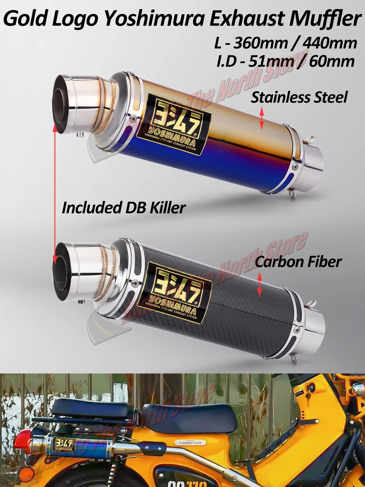 

51mm 60mm Inlet Carbon Fiber Yoshimura Exhaust Tail Pipe Escape For Gp Project Universal Muffer Modification Performance Upgrade