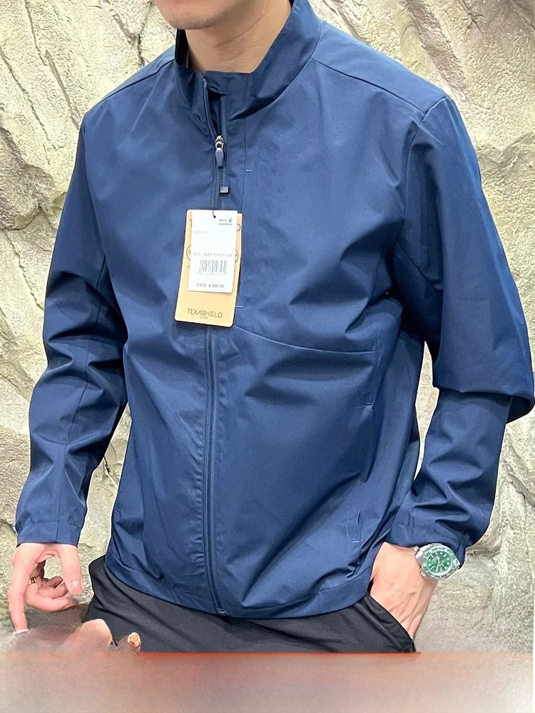 

DWR водонепроницаемое 3D индивидуальное мужское пальто из софтшелла с воротником-стойкой, весеннее новое поступление, длинное пальто из полиэфирного волокна