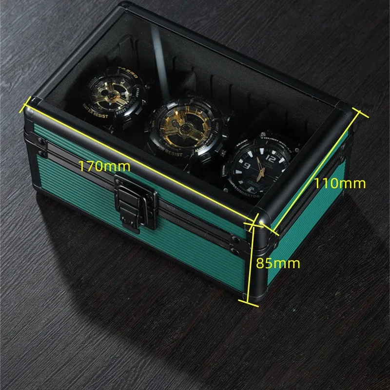 1 3 5 Slot Watch Box Aluminum Alloy Watch Display Case GlassTop Case Watche Trave Bracket Clock Storage Box Suitcase Practical