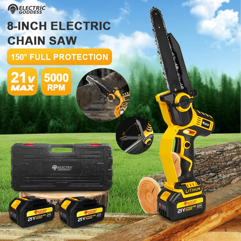 

Electric Goddess 8in Electric Chain Saw Brushless Handheld Wood Saw Cordless Power Tool For Makita 18V Battery ﻿ ﻿