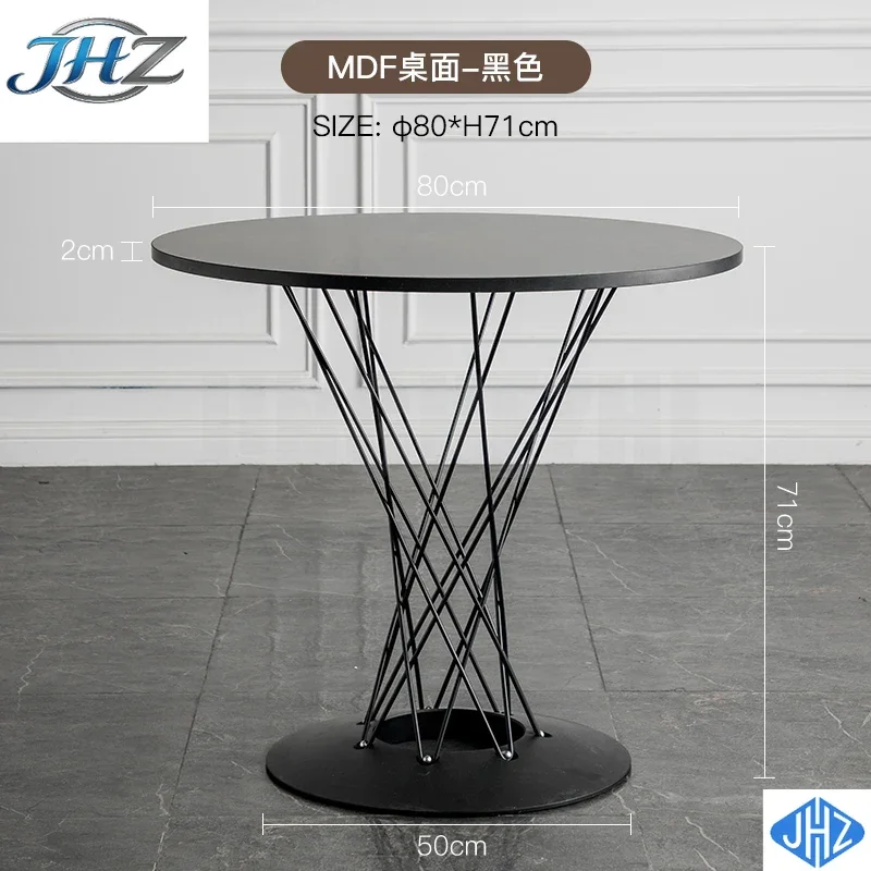 CHKJ-2025NEWBeishi dining table household ins Nordic creative round eating table wrought iron cafe tempered glass negotiation ta