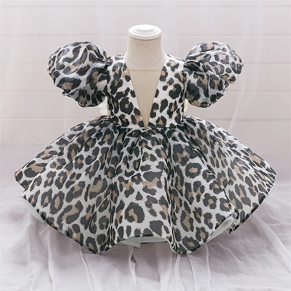 

Детское платье, модная юбка-тюльпан с леопардовым принтом, пышные рукава, милое и стильное вечернее платье для девочек в стиле ретро