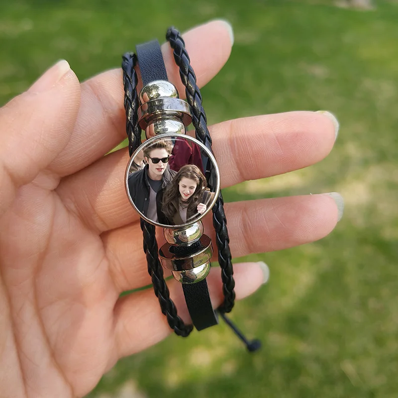 Twilight Vampire Movie Bracelets Bella Edward Jacob Character Handmade Leather Bracelet Jewelry for Men Women Fans Gift