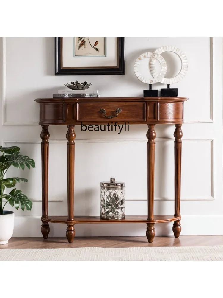 Solid Wood Ultra-Thin Console Tables Light Luxury Wall Entrance Cabinet Corridor Aisle Console Side View Cabinet Super Narrow