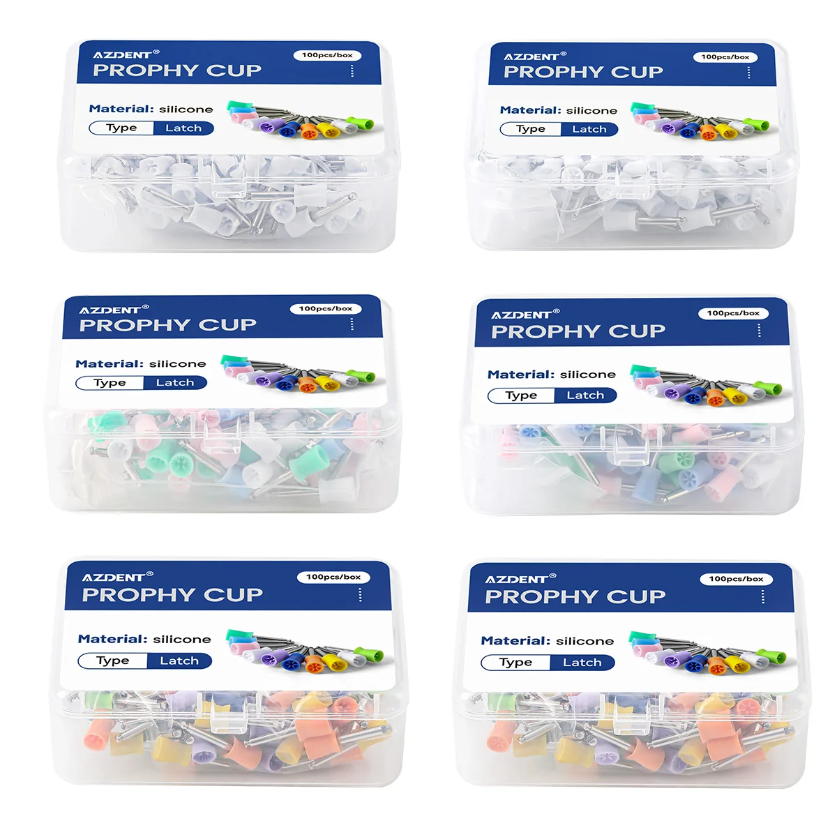 100 Stück/Box AZDENT Dental-Polierkappen, Zahnarzt-Werkzeug, Gummi-Silikon-Prophylaxekappen, Schraubpolierkappen für die Zahnpolitur – Detail 7