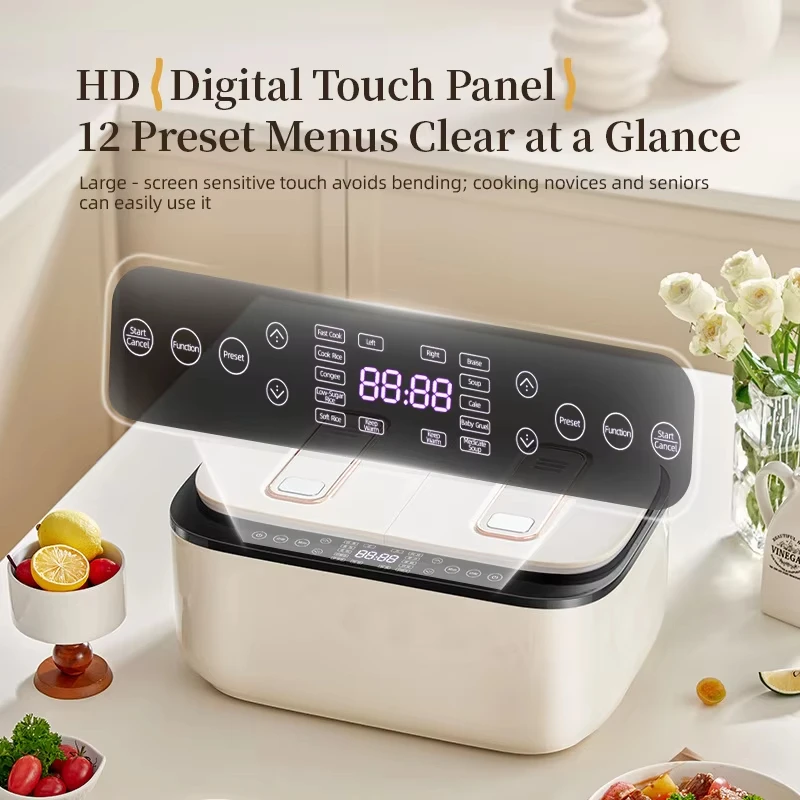 

Мультиварка-рисоварка 800 Вт с интеллектуальным контролем температуры, 24-часовым таймером, функцией автоматического подогрева, двойной чашей, 220 В