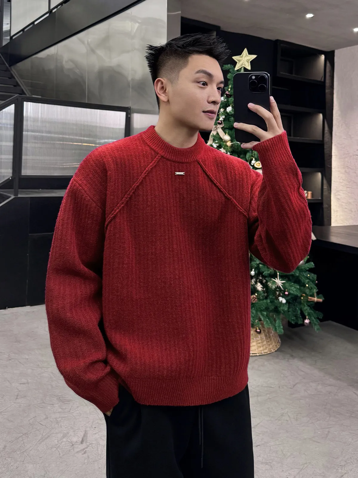 

Американский вязаный свитер ручной работы для мужчин: свободный, удобный, теплый базовый слой, повседневный, из полиэфирного волокна, зимний топ