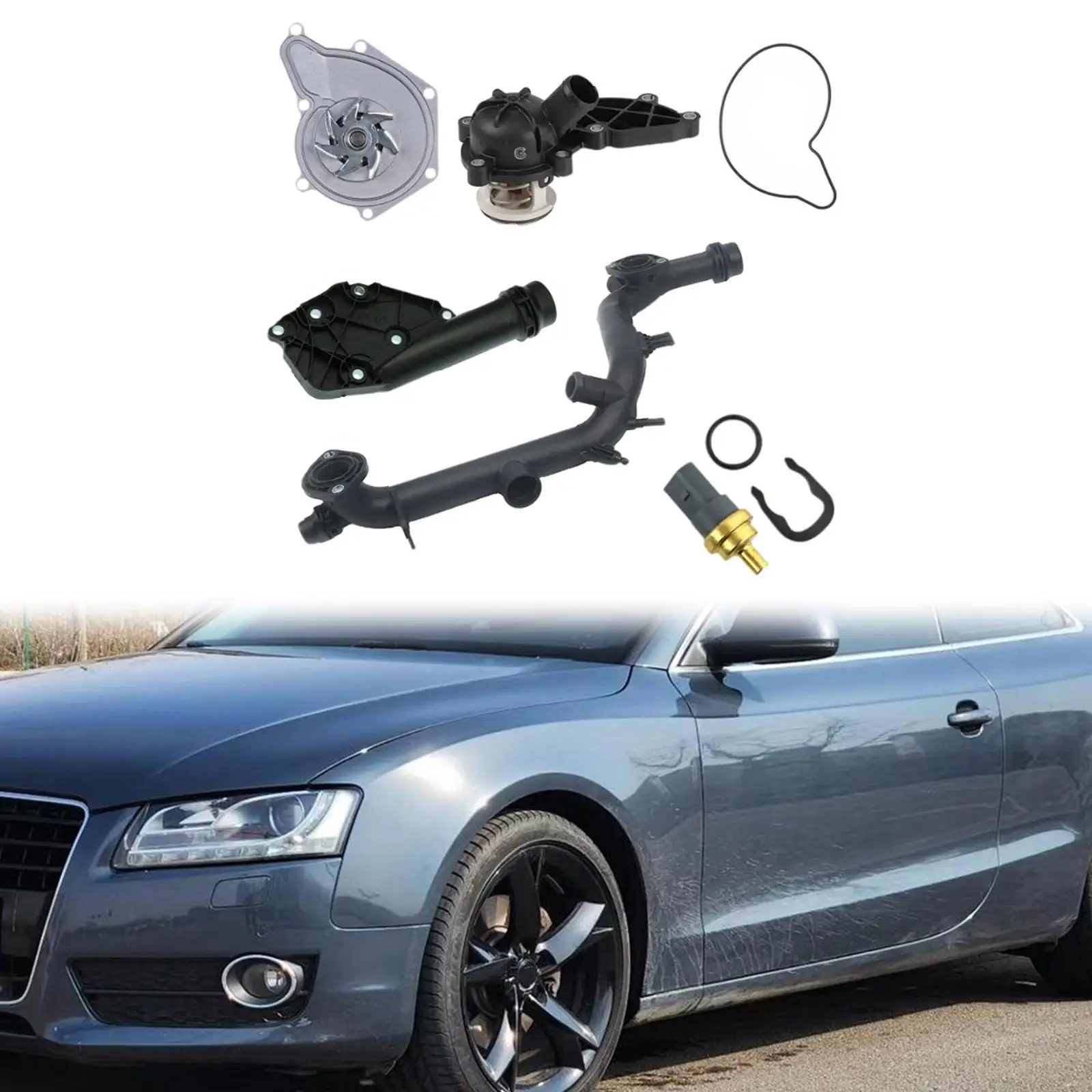 

Cooling System Kit 06A919501A Replace for Audi A4 Quattro 3.2L V6 2009