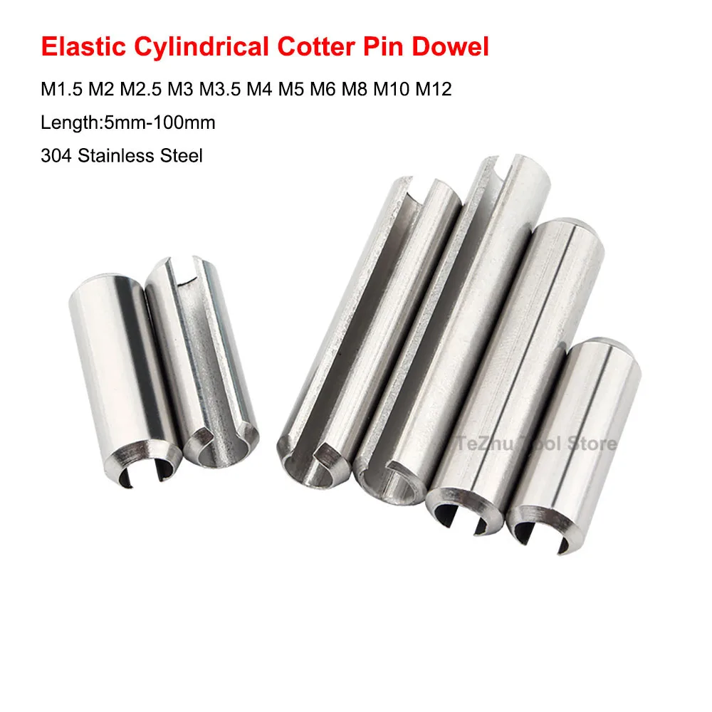 

M1.5-M12 Spring-Type Straight Pins GB879 304 Stainless Steel Spring Elastic Cylindrical Cotter Pin Dowel Length 5mm-100mm