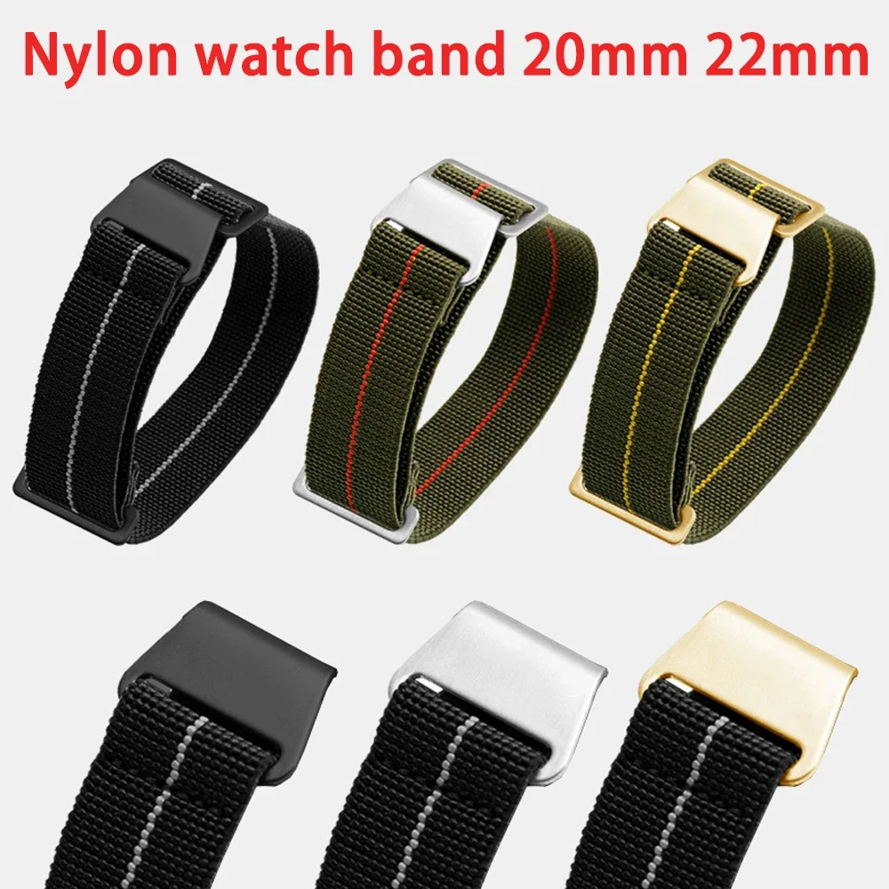 

Elastic Nylon Band 20mm 22mm French Troops Parachute Bag Watchband for Samsung watch 3 46mm Classic Active2 for Huawei WatchGT 2