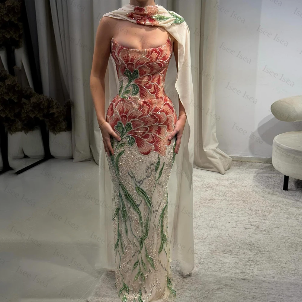 

Вечернее платье с пайетками и цветами, без бретелек, фасон «русалка», с вышивкой, блестящее, для свадьбы, вечеринки, выпускного, с корсетной спинкой, на заказ