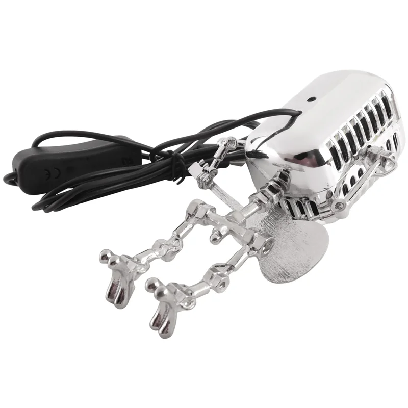 

【Must-Haves】Retro Style Vintage Microphone Robot Desk Lamp, Vintage Microphone Robot Touch Dimmer Lamp Table Lamp Durable Easy I
